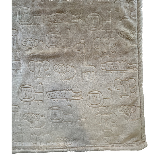 Liam and Lilly Brown Animals Baby Kids Blanket Embossed Monkey Lion Giraffe - Picture 2 of 8